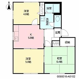 プリムヴェール　Ａ棟 1階3Kの間取り