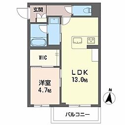 ＡＬＯＨＡ　Ｏ．Ｅ 2階1LDKの間取り
