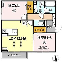 グラジオ 201 2階2LDKの間取り