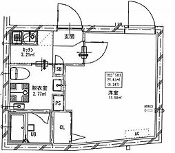 ミスティル志村坂上 4階1Kの間取り