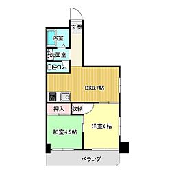 イーストヒル寺山 2階2DKの間取り