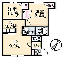 ジュエルタウン　Ａ棟 1階2LDKの間取り