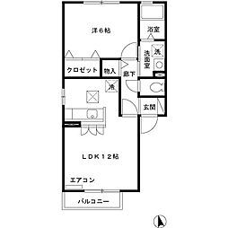 プライムコート　Ａ/Ｂ B102 1階1LDKの間取り