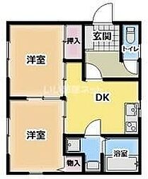 福島アパート 1階2DKの間取り
