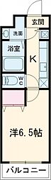 シャルマンフジもずイースト 3階1Kの間取り