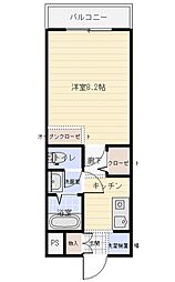 コーポコスモス 2階1Kの間取り