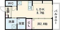 ジーイーオンズ 4階1LDKの間取り