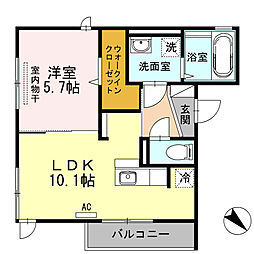 セジュールオッツ目久美 2階1LDKの間取り