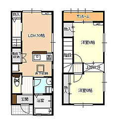 ファイン西荒屋 1階2LDKの間取り