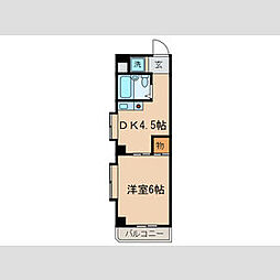 メゾンシャンピオネ 5階1DKの間取り