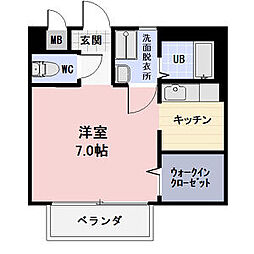 エスポワール 2階1Kの間取り