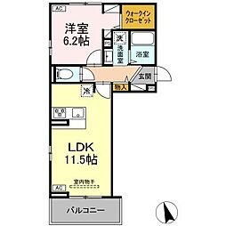 ヴィラＨ＆Ｈ 2階1LDKの間取り