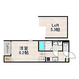ハーモニーテラス切戸町3 1Kの間取図画像