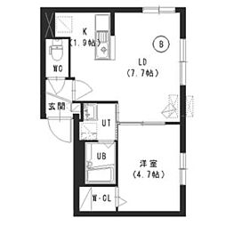 コローレN4W29 4階1LDKの間取り