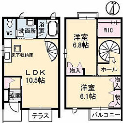 フィオレンテ　Ｄ棟 2階2LDKの間取り