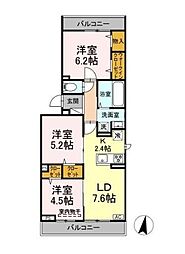 メゾン　シャルム 2階3LDKの間取り