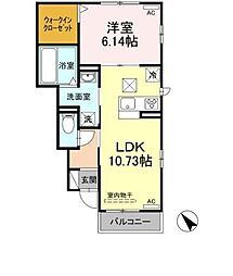 D-roomジーエー 1階1LDKの間取り