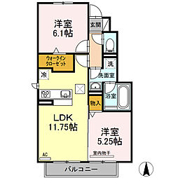 エンジェルコート　Ｂ 1階2LDKの間取り