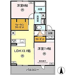ハイムセラ出水 3階2LDKの間取り