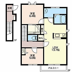 ＣｏＣｏ　ＫｕＲｏＤａ 2階2LDKの間取り