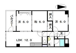 レジデンス扇 4階3LDKの間取り