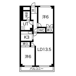 アイレックス三宅 2LDKの間取図画像