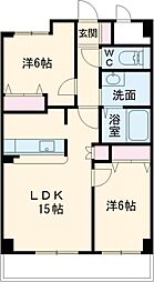 グリュックメゾン西大寺 2LDKの間取図画像