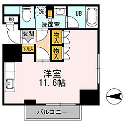 カスタリア栄 13階ワンルームの間取り