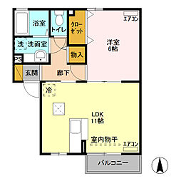 フォンテーヌ 103 1階1LDKの間取り