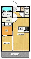 パークヴィラ合志II 1階1LDKの間取り