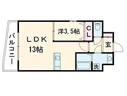 Ｂｕｅｎａ　Ｃａｓａ熊本駅前Ｗｅｓｔ 2階1LDKの間取り