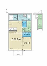愛友・太子堂 2階1LDKの間取り