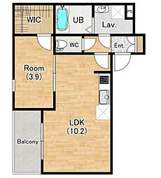 ジーメゾン大久保アスピダ 2階1LDKの間取り