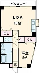 クローバー藤原 2階1LDKの間取り