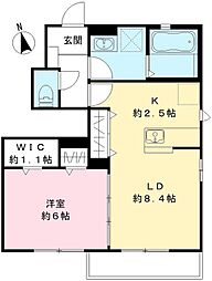 ルミエールＢ 1階1LDKの間取り