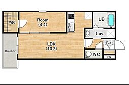 ジーメゾン大久保アスピダ 3階1LDKの間取り