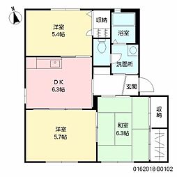 グランメゾン　サンフラワー　Ｂ棟 1階3DKの間取り