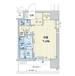 ジュネーゼ京町堀パークサイド 5階1Kの間取り
