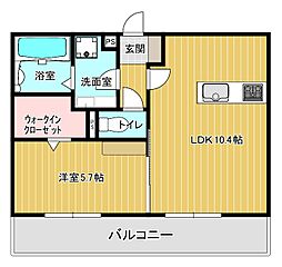 パークヴィラ下南部II 2階1LDKの間取り