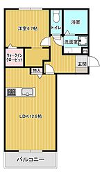 パークヴィラ下南部II 1階1LDKの間取り