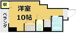ファーストコート七条烏丸 2階ワンルームの間取り