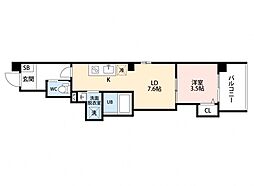 グレース十日市 701 7階1LDKの間取り