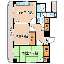 グリーンパレス 2DKの間取図画像