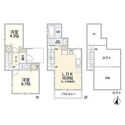 横浜市港北区 1階2LDKの間取り