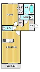 パークヴィラ杉水I 3階1LDKの間取り