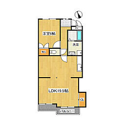 マリンハイツ 3階1LDKの間取り