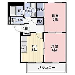 コーポ・シャルマン 1階2DKの間取り