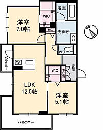 メゾン府中南 303 3階2LDKの間取り