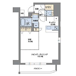 Metrosa谷町六丁目South 13階1LDKの間取り