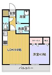 パークヴィラ杉水II 1階1LDKの間取り